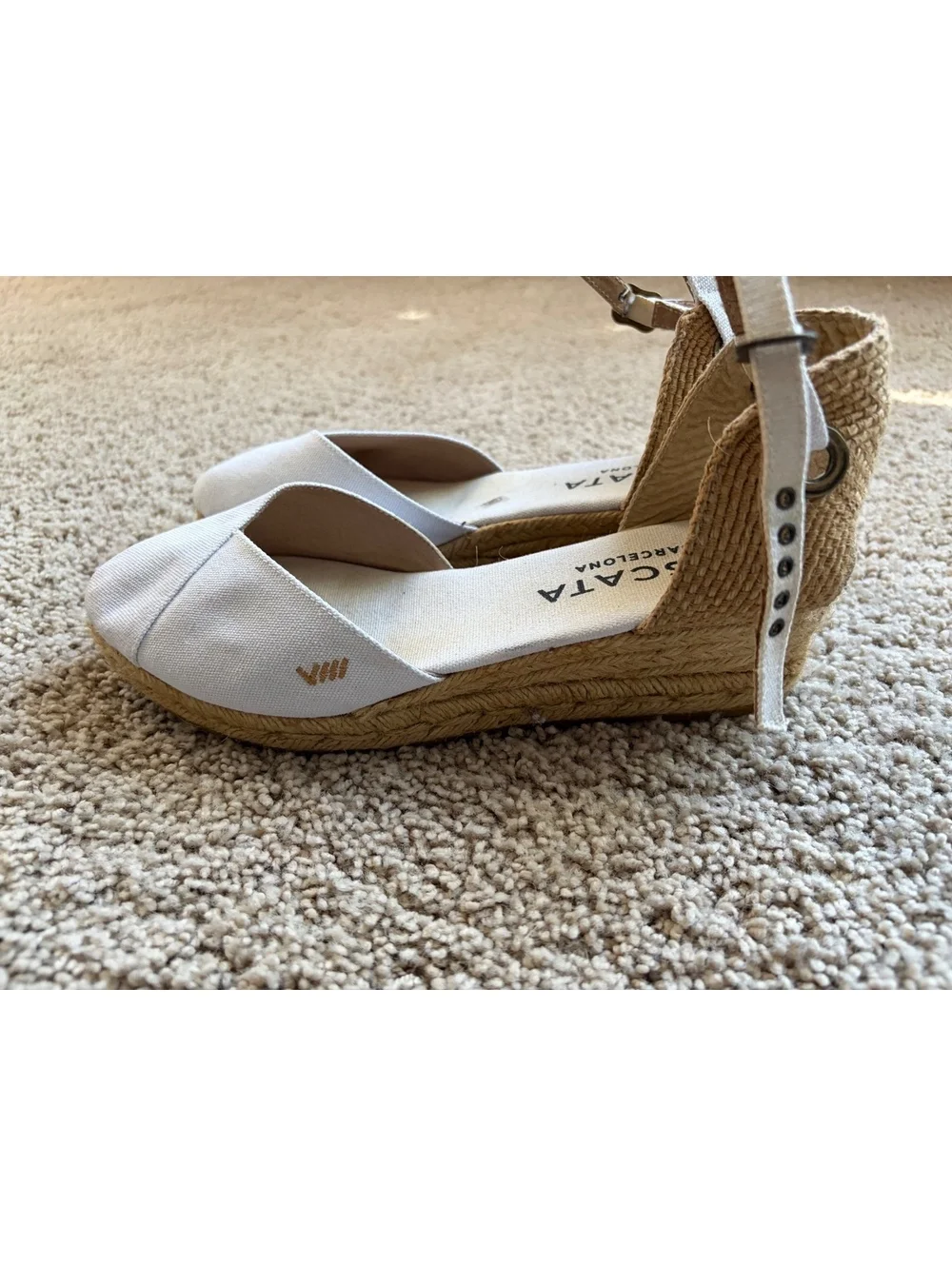 Viscata Barcelona white canvas Pubol espadrille wedges Size 8.5